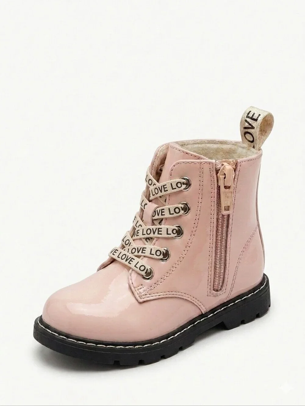 H&M Pink Patent Leather Combat Boots - Toddler Size 4.5 / 5 (EU 20/21)